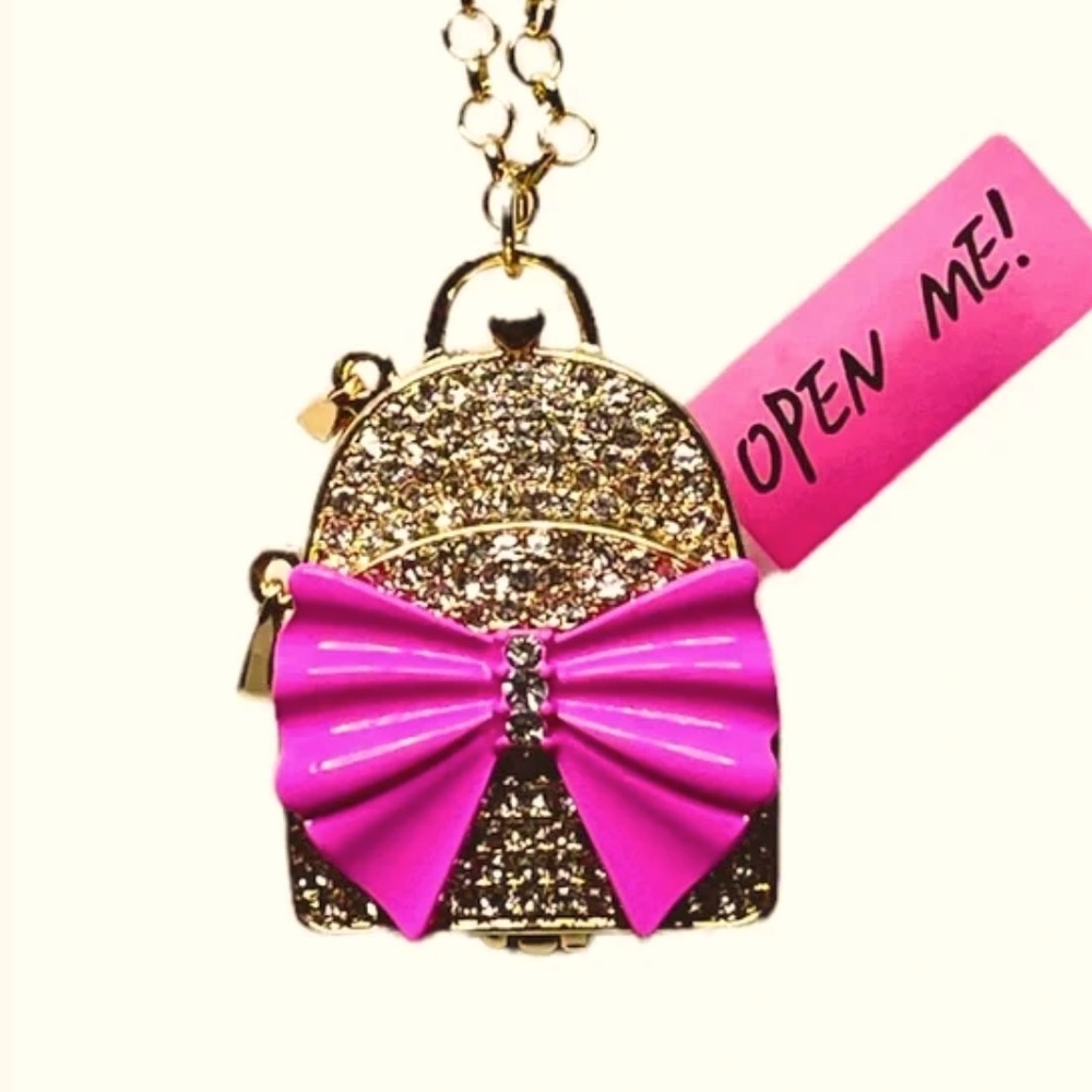 New Betsey Johnson BACK TO COOL BACKPACK LONG PENDANT CRYSTAL